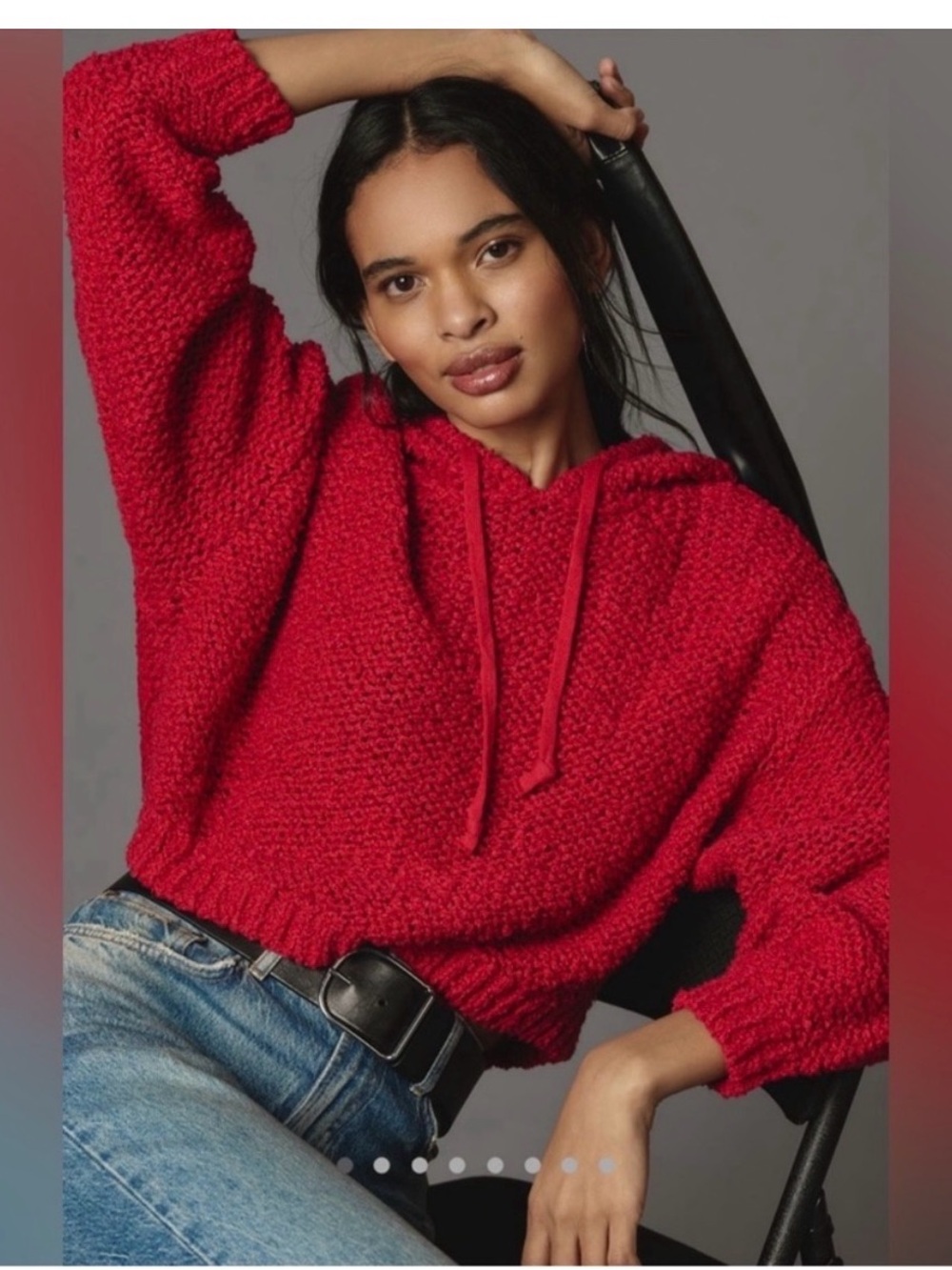 Cozy Red Textured Hoodie Sweater